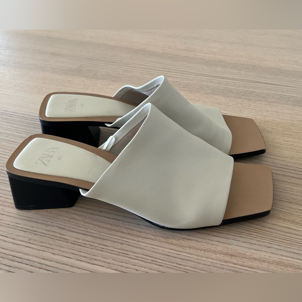 ZARA Leather Mules Sandals Heels